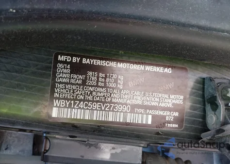 2014 BMW I3 Base W/Range Extender z USA, uszkodzony, nr VIN WBY1Z4C59EV273990